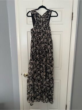 Express Black Maxi Dress with Beige Floral Print